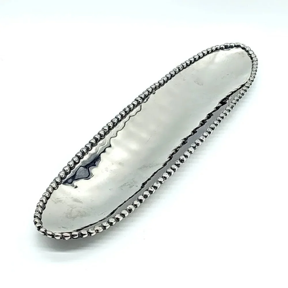 Handmade Michael Aram Molten Narrow Oval Silver Platter Tray - Signed